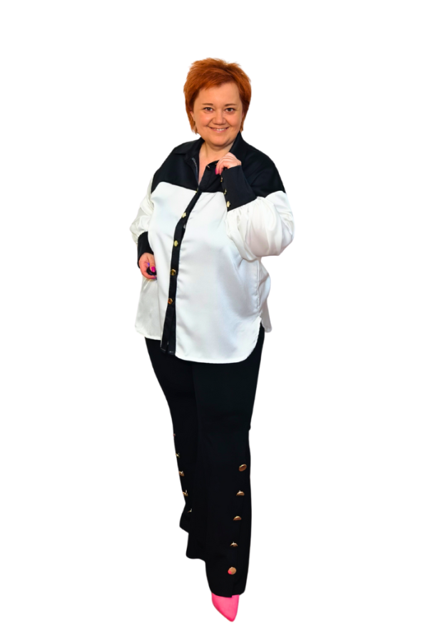 Saténová blúzka čierno-biela